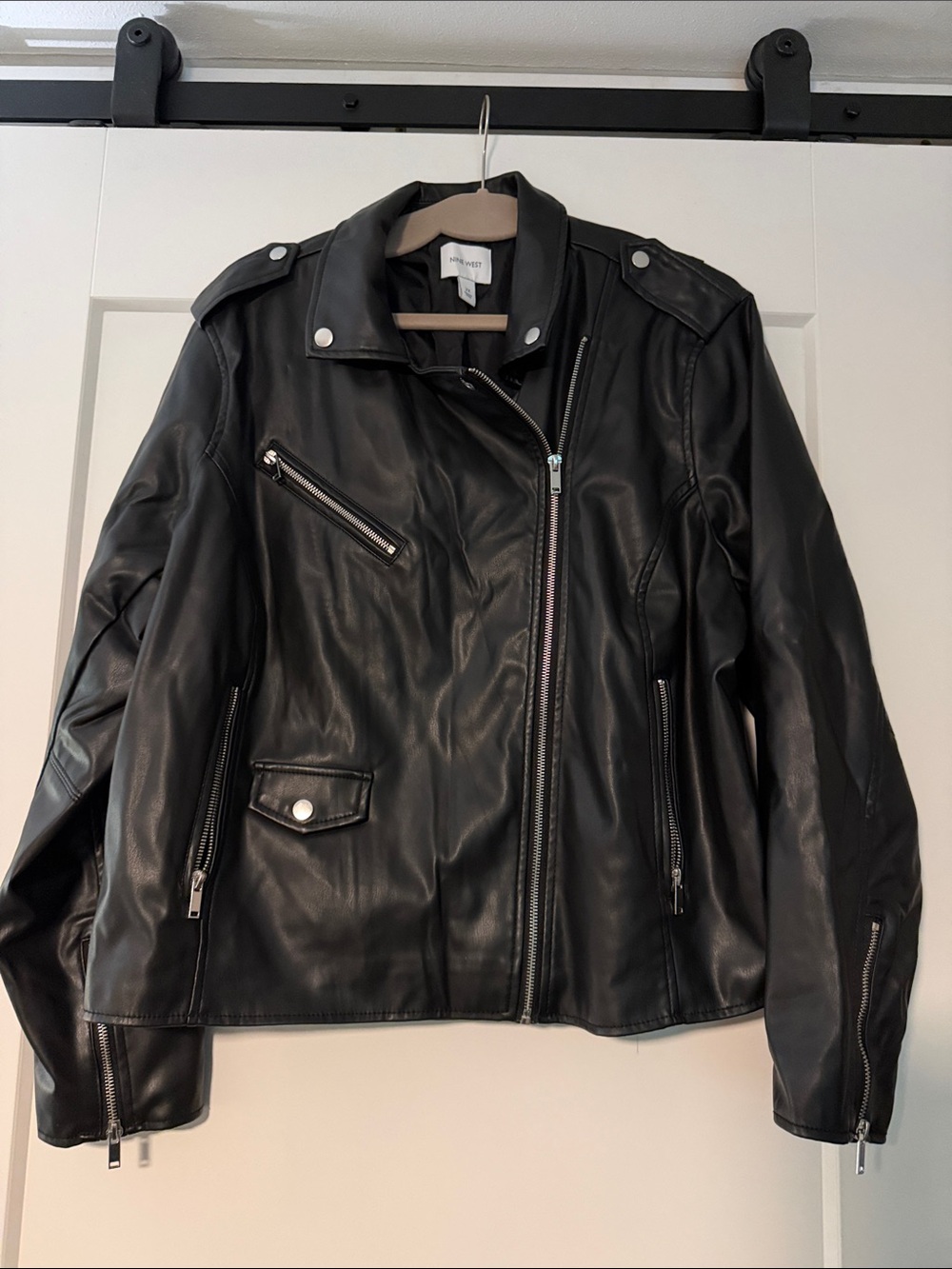 Nine West Black Faux Leather Moto jacket. Never worn